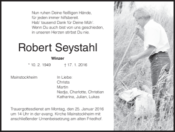 Anzeige von Robert Seystahl von MGO