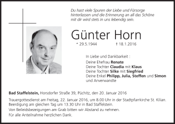 Anzeige von Günter Horn von MGO