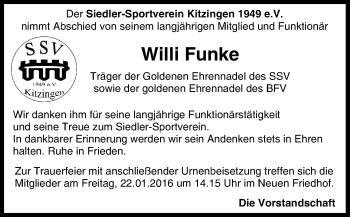 Anzeige von Willi Funke von MGO