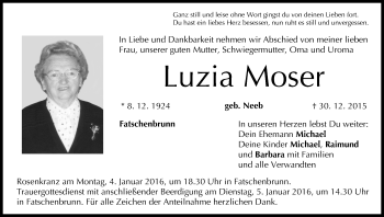 Anzeige von Luzia Moser von MGO