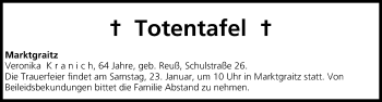 Anzeige von Totentafel vom 23.01.2016 von MGO
