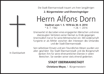 Anzeige von Alfons Dorn von MGO