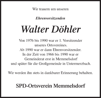 Anzeige von Walter Döhler von MGO