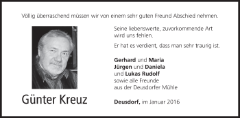 Anzeige von Günter Kreuz von MGO