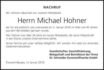 Anzeige von Michael Hohner von MGO