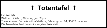 Anzeige von Totentafel vom 05.01.2016 von MGO