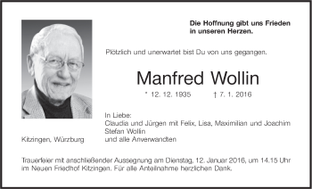 Anzeige von Manfred Wollin von MGO