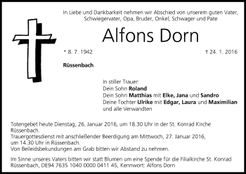 Anzeige von Alfons Dorn von MGO