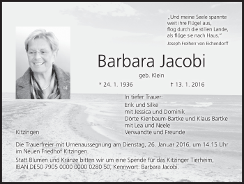 Anzeige von Barbara Jacobi von MGO