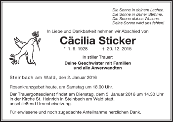 Anzeige von Cäcilia Sticker von MGO