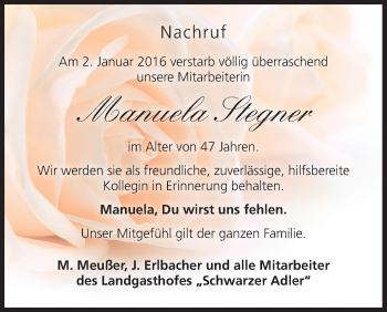 Anzeige von Manuela Stegner von MGO