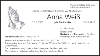 Anzeige von Anna Weiß von MGO