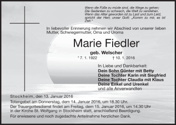 Anzeige von Marie Fiedler von MGO