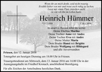 Anzeige von Heinrich Hümmer von MGO