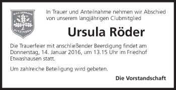 Anzeige von Ursula Röder von MGO