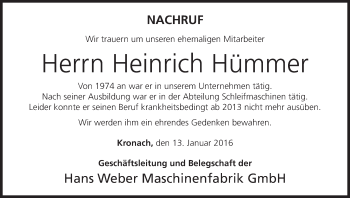 Anzeige von Heinrich Hümmer von MGO