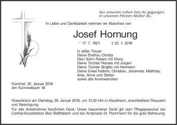 Anzeige von Josef Hornung von MGO