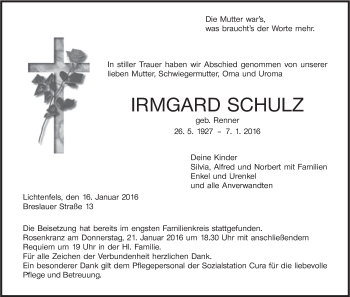 Anzeige von Irmgard Schulz von MGO