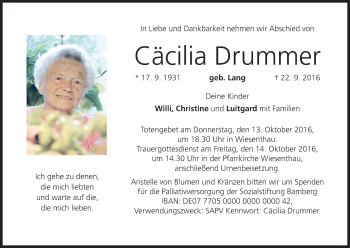 Anzeige von Cäcilia Drummer von MGO