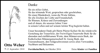 Anzeige von Otto Weber von MGO