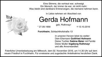 Anzeige von Gerda Hofmann von MGO