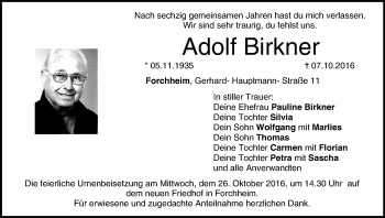 Anzeige von Adolf Birkner von MGO