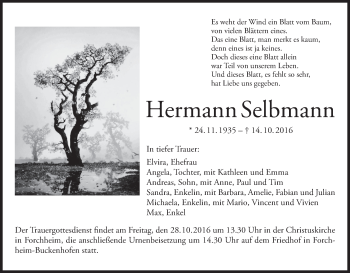 Anzeige von Hermann Selbmann von MGO