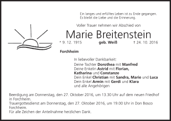 Anzeige von Marie Breitenstein von MGO