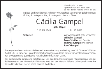 Anzeige von Cäcilia Gampel von MGO