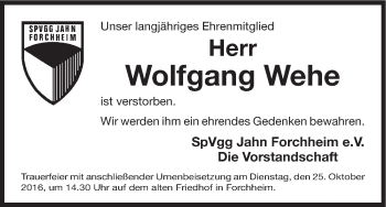 Anzeige von Wolfgang Wehe von MGO