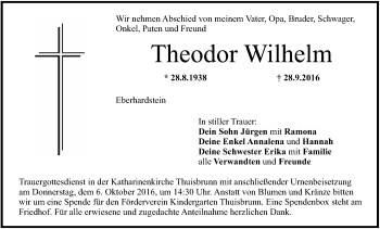 Anzeige von Theodor Wilhelm von MGO