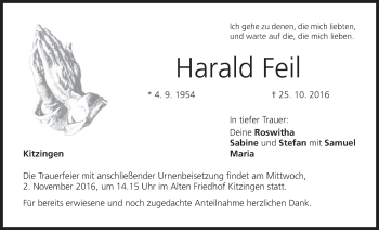 Anzeige von Harald Feil von MGO