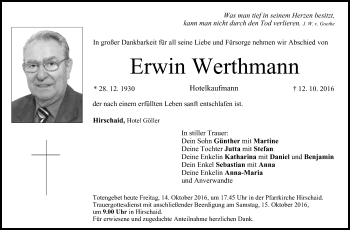 Anzeige von Erwin Werthmann von MGO