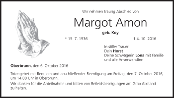 Anzeige von Margot Amon von MGO