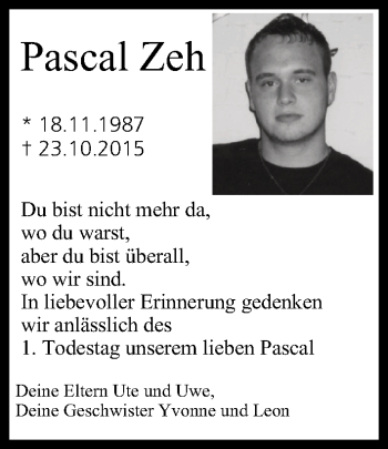 Anzeige von Pascal Zeh von MGO