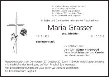 Anzeige von Maria Grasser von MGO