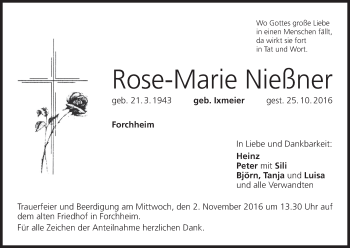 Anzeige von Rose-Marie Nießner von MGO