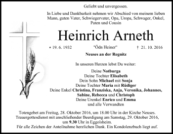 Anzeige von Heinrich Arneth von MGO