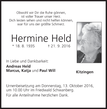 Anzeige von Hermine Held von MGO