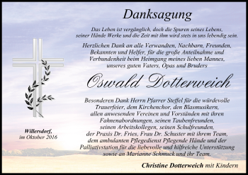 Anzeige von Oswald Dotterweich von MGO