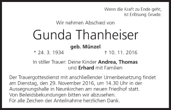 Anzeige von Gunda Thanheiser von MGO
