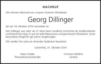 Anzeige von Georg Dillinger von MGO