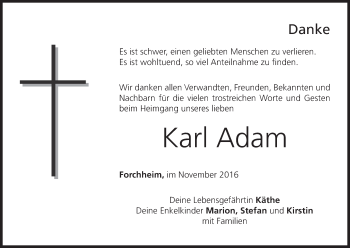 Anzeige von Karl Adam von MGO