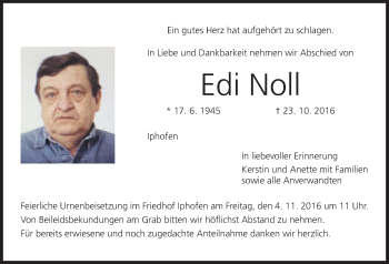 Anzeige von Edi Noll von MGO