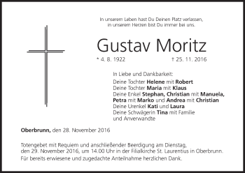 Anzeige von Gustav Moritz von MGO