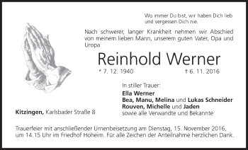 Anzeige von Reinhold Werner von MGO