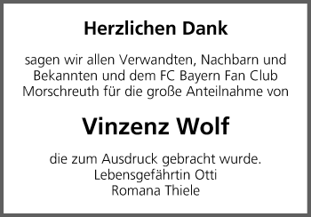 Anzeige von Vinzenz Wolf von MGO