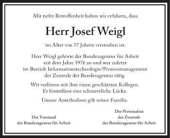 Anzeige von Josef Weigl von MGO
