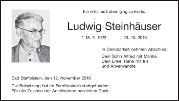 Anzeige von Ludwig Steinhäuser von MGO