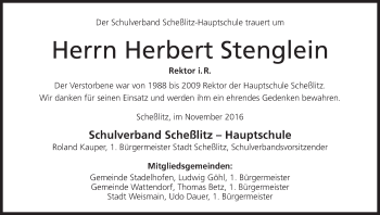 Anzeige von Herbert Stenglein von MGO